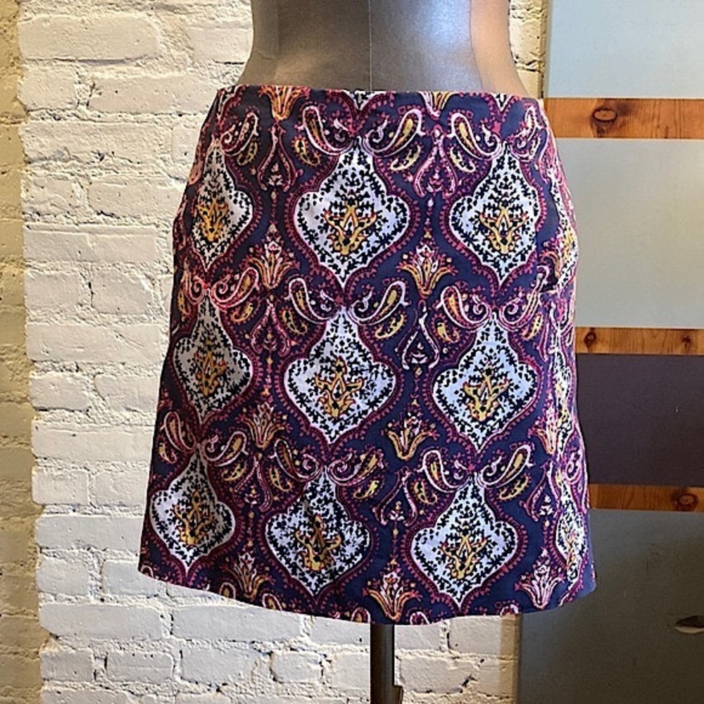 J Crew Factory paisley cotton stretch miniskirt sz 2
